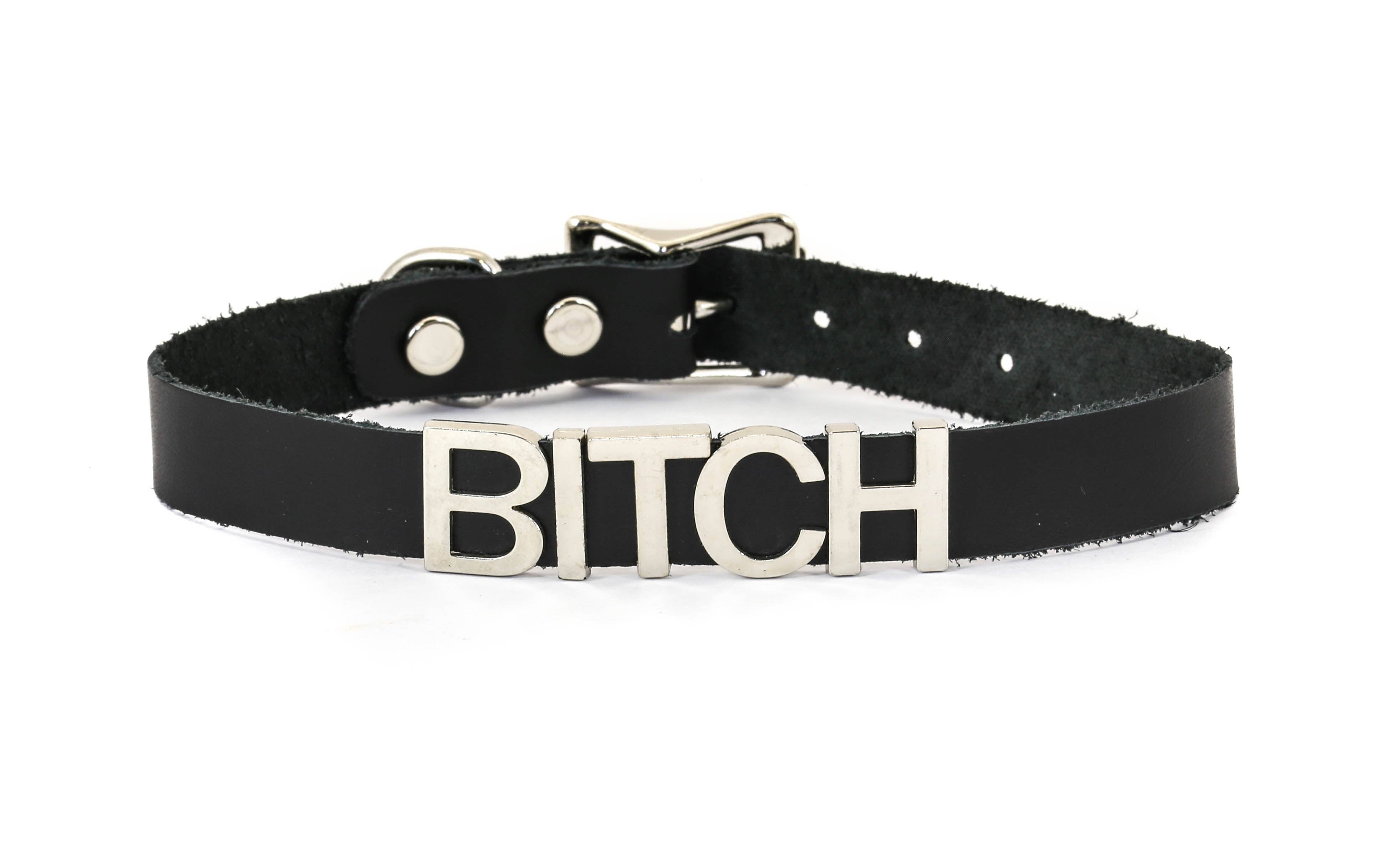 Funk Plus - Wholesale Choker/Collar - FC291 GENUINE LEATHER STAINLESS STEEL LETTER NAME FETISH  CHOKER0