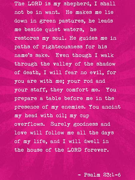 Il Signore è il mio pastore (Salmo 23:1-6), poster con versetto biblico per la vendita all'ingrosso da parte di Keep Calm Collection
