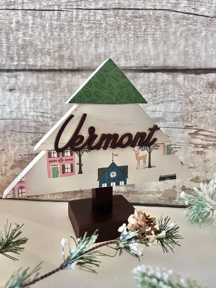 Vermont-Wood Mini Holiday Christmas Tree for wholesale by Vintage Addiction