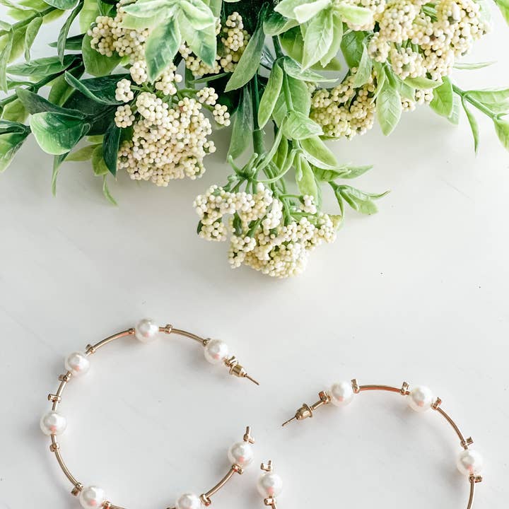 Harris Girls & Co. - Wholesale Hoop Earrings - "Nine To Midnight" Pearl Earrings0