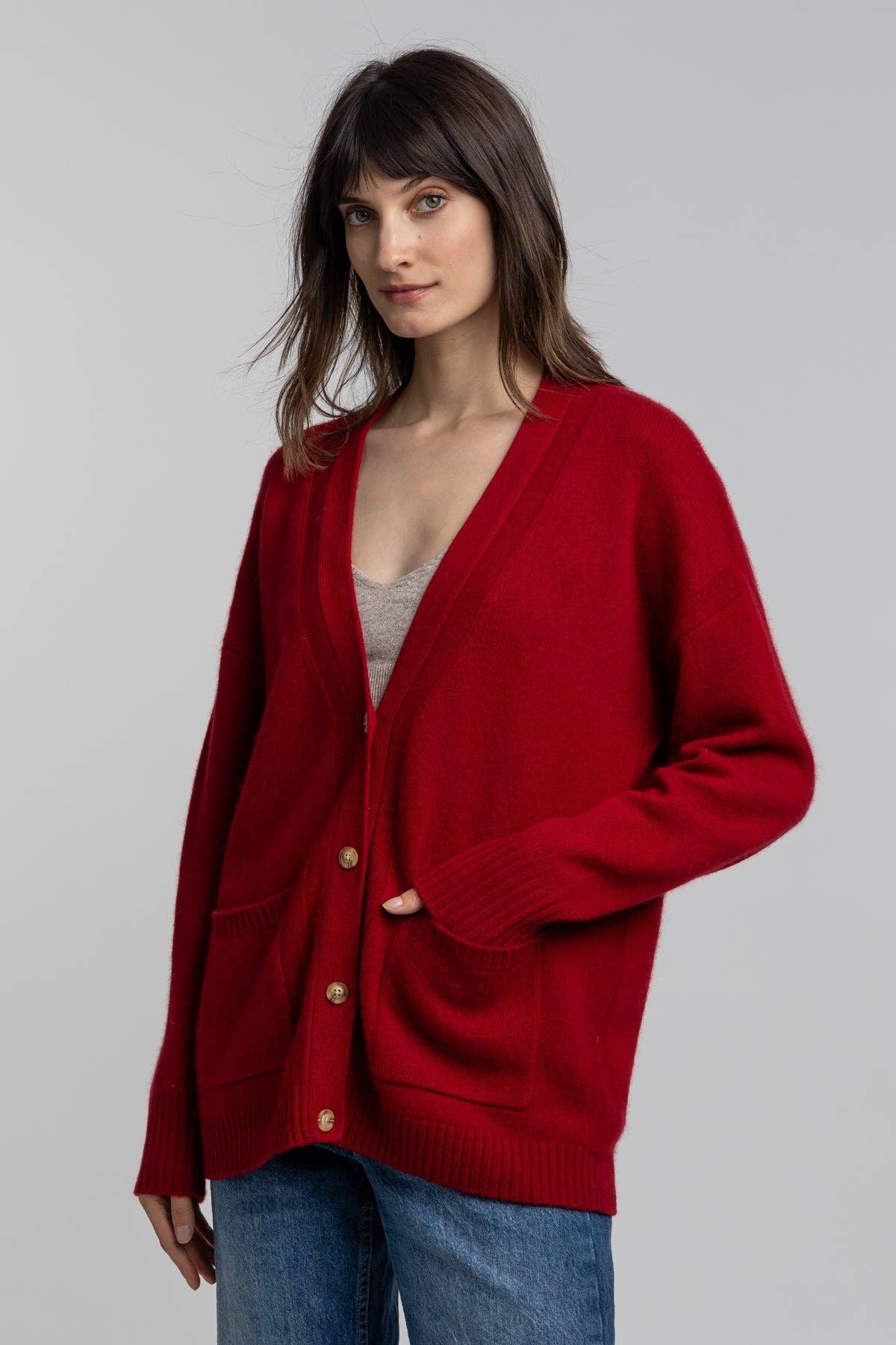 QUINN - Wholesale Cardigan - Women's - Cashmere Boyfriend Cardigan3