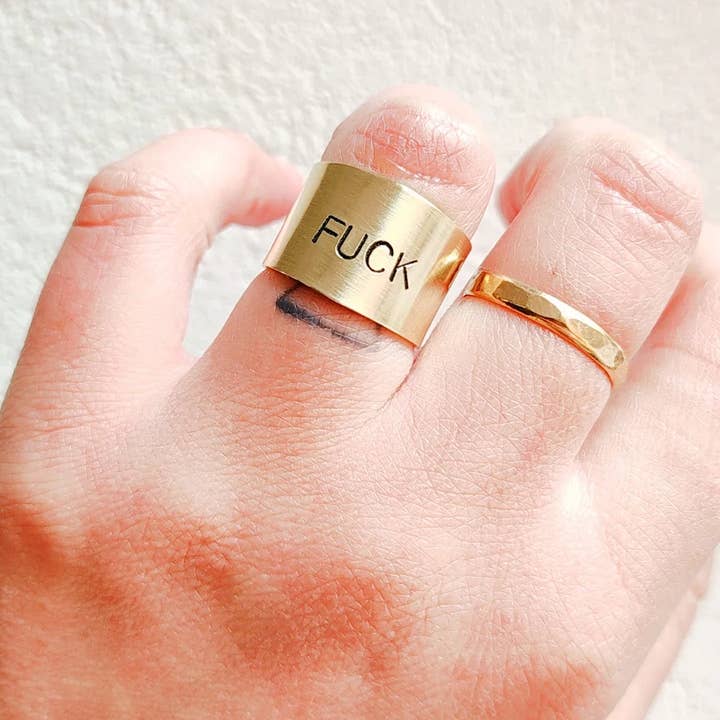 Loti jewels - Wholesale Band/Stacked Ring - MESSAGE RING IN BRASS WITH ENGRAVING8