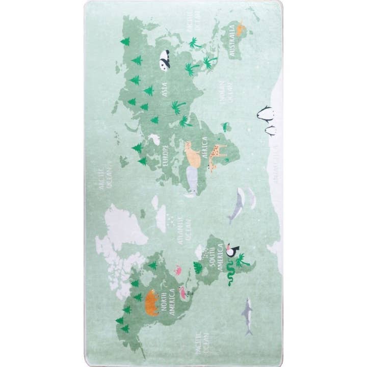 Children's room rug 100x160 cm Polyester Green World for wholesale by Housse De Rêve