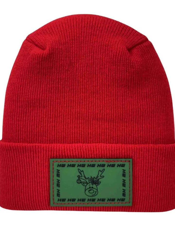 Haakwear Exclusive Christmas Reindeer H-Stitch Beanie - Limited Edition, Christmas Hat Collection, RED for wholesale by HAAKWEAR Beanies