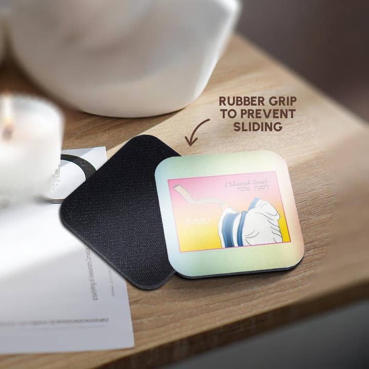 3dRose - Wholesale Coasters - 3dRose, Image of Shofar Being Blown With Hebrew L Shana Tova And Year, Coaster10
