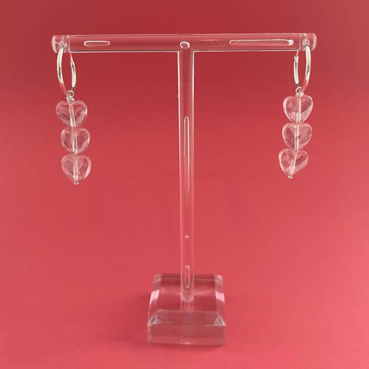 Pink Crystal Heart Dingle Øreringe for engroshandel hos Soleil & Celeste