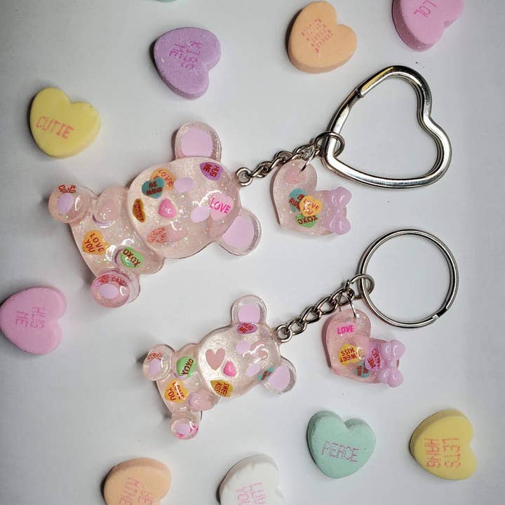 Sweet Heart Bear Keychain for wholesale by Basement Glitters