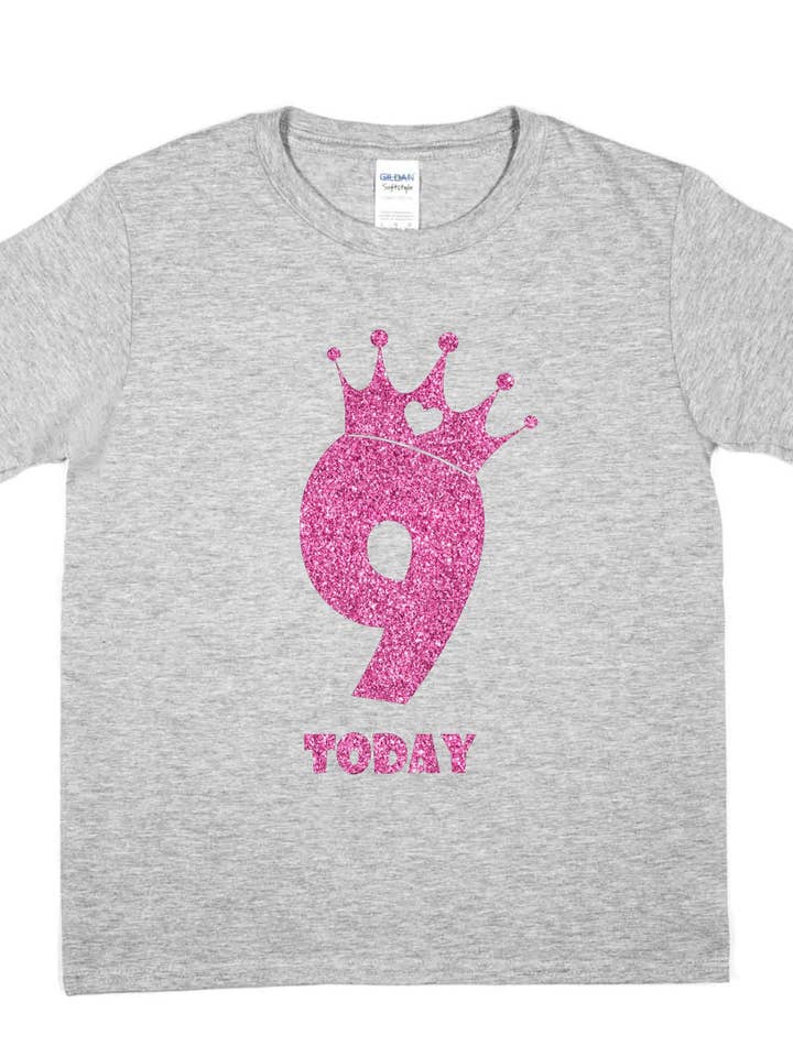 Birthday Kids 9 Today Age 9 In Pink Glitter Happy Kids T-Shirt for wholesale by Print4U
