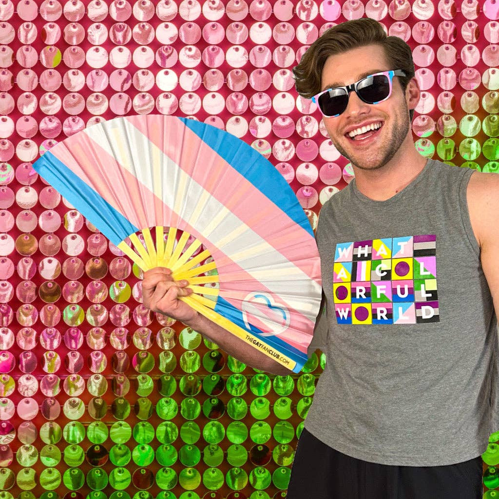 The Gay Fan Club - Wholesale Handheld Folding Fan - Trans Pride Flag Fan2