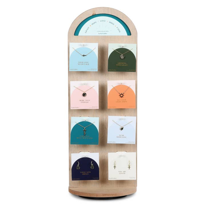 Faith Collection - BUNDLE - Includes 2 4-pk each style (64 pc) + display for wholesale by Lucky Feather