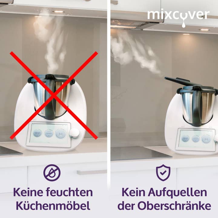Mixcover GmbH - Wholesale Kitchen Tool/Gadget - Mixcover Steamy water vapor arrester steam attachment fume hood furniture protection steam pipe made of silicone compatible with Thermomix TM6 TM5 TM31 Monsieur Cuisine Connect Monsieur Cuisine Smart2
