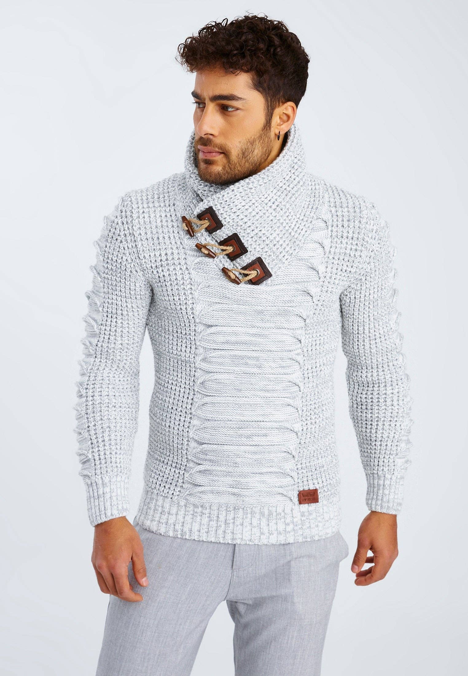 Leif Nelson GmbH - Wholesale Knit Sweater - Men's - Men's Knit Sweater Chunky Knit Shawl Collar LN-557546