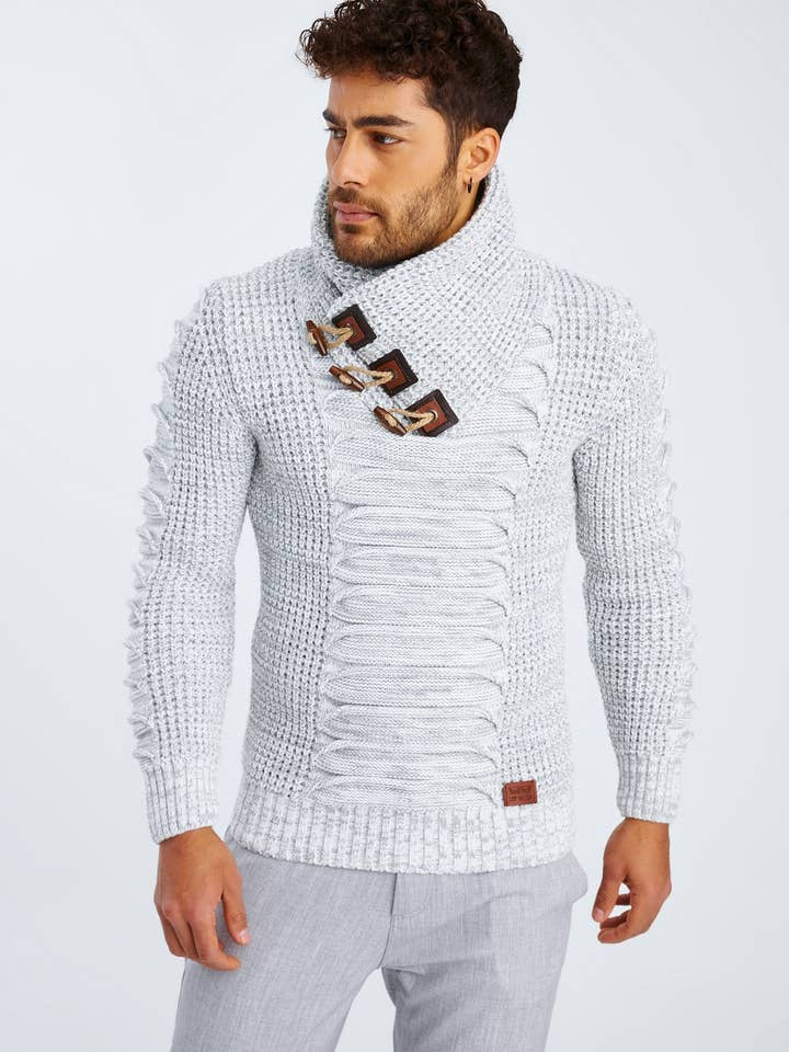 Leif Nelson GmbH - Wholesale Knit Sweater - Men's - Men's Knit Sweater Chunky Knit Shawl Collar LN-557546