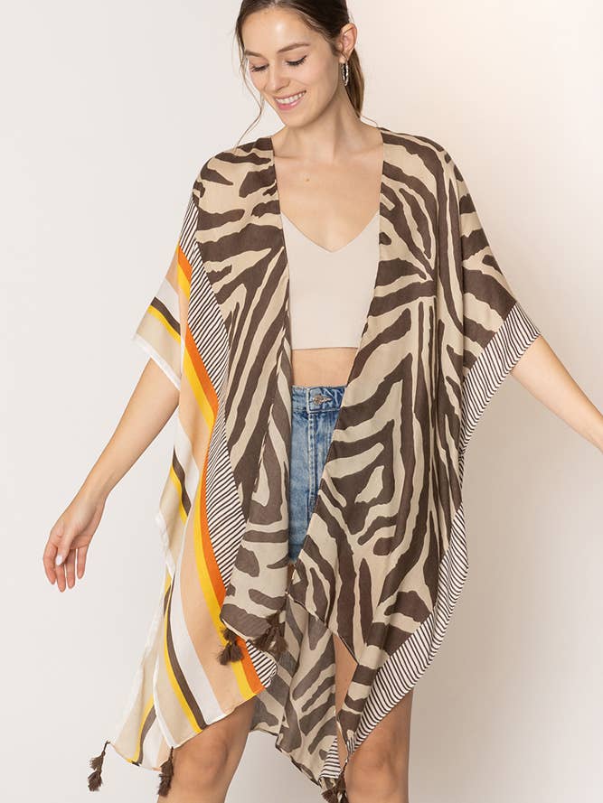 Zomerkimono met zebraprint en kwastje voor wholesale door Hana