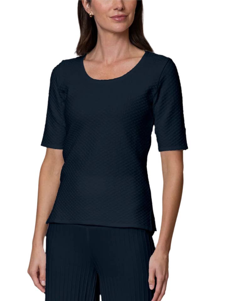 Annika Short Sleeved Top, Dark Navy for wholesale by Biana