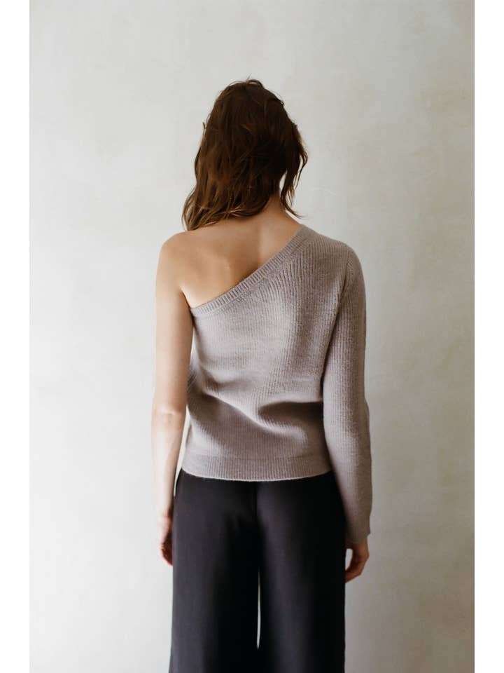 By Together - Wholesale Knit Top - Women's - AW1016 | Knit Sweater One Shoulder Long Sleeve Pullover
