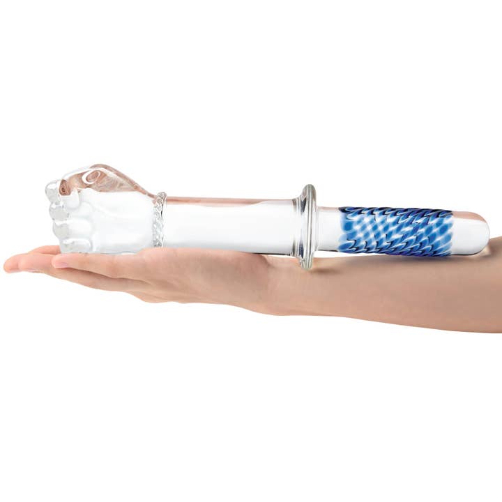 Lux Fetish Store - Wholesale Sex Toy - 11" Glass Fist Double Ended With Handle Grip1