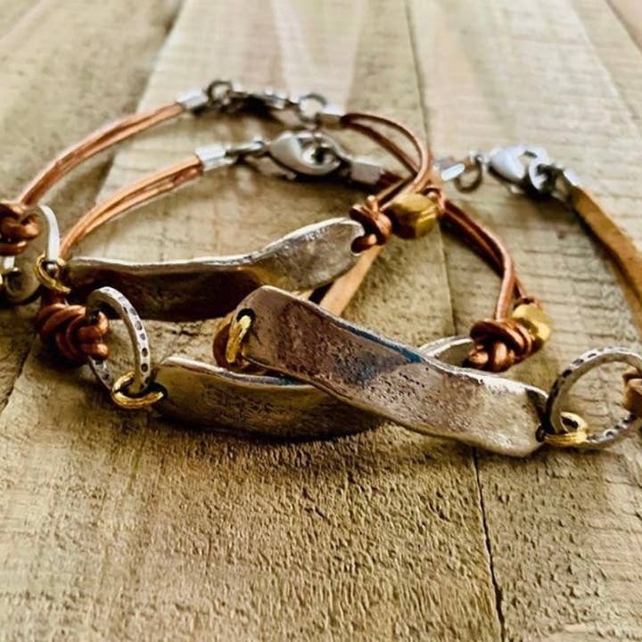 Nellie Pratt Artisan Jewelry - Wholesale Link & Chain Bracelet - In My Feelings boho link leather bracelet