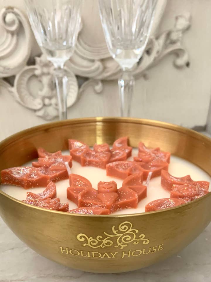 Spooky Halloween Bats in Gold Metallic Vessel, 19 oz for wholesale by Holiday House Interiors