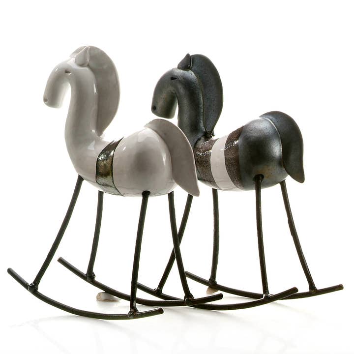Rocking Horse Modern Ceramic Statue | 2 Colour Ways for wholesale by Art In Ceramic