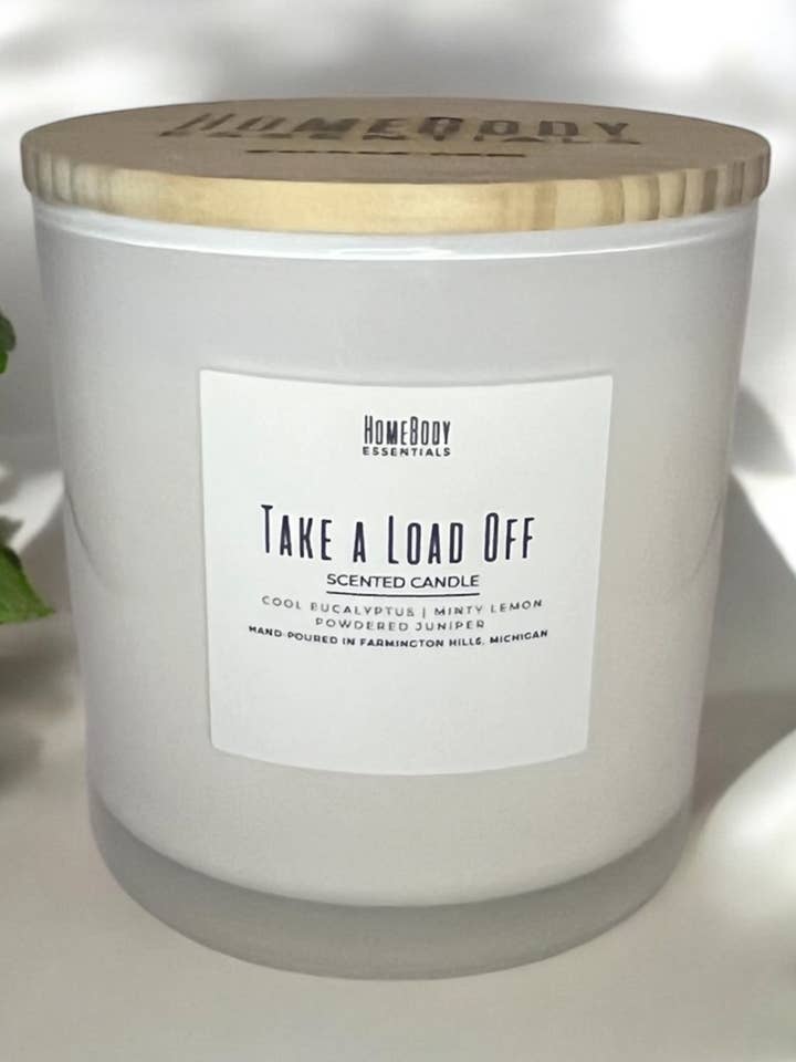 Take a Load Off 2-Wick Candles for wholesale by HomeBody Essentials