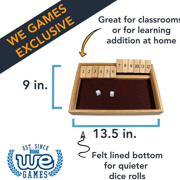 Wood Expressions - Venta al por mayor Juegos de mesa - Juego de mesa Shut the Box con 12 números