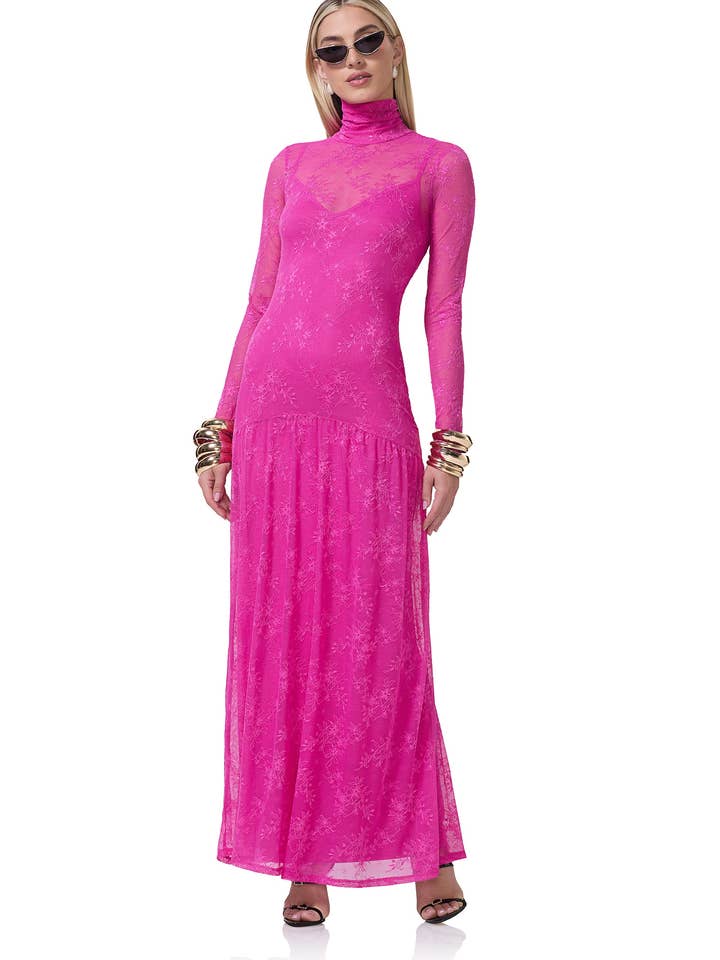 Amala Lace Dress - Cosmo Pink for wholesale by AFRM