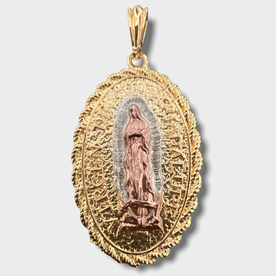 Raf Rossi Gold Plated – wholesale Individuell berlock/hänge – San Judas och Guadalupe 2 sidor hänge i 18 k guld skiktning0