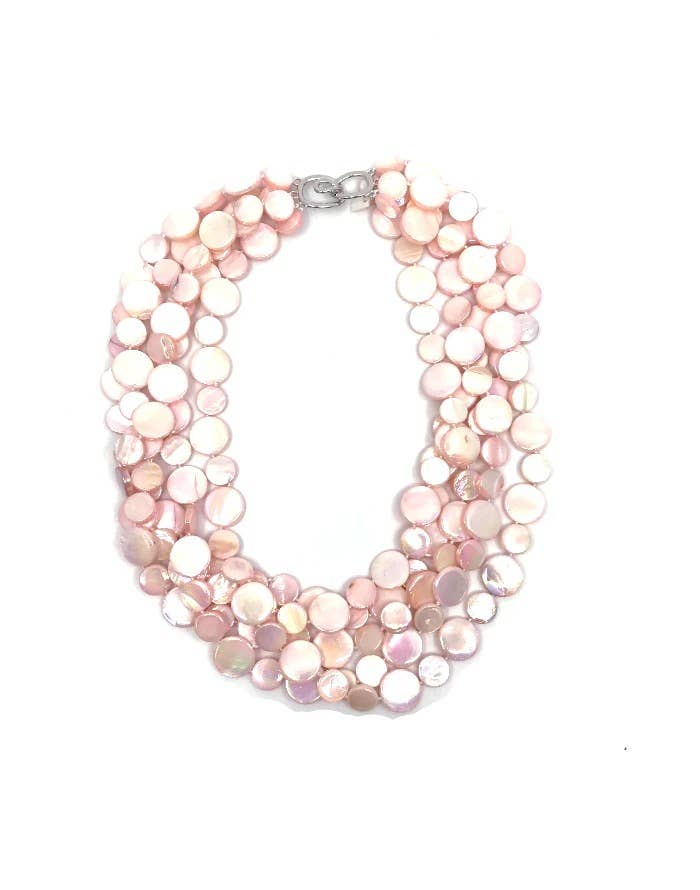 Sea Lily - Wholesale Beaded/pearl necklace - 382009 - Pink MOP -5 Strands Necklace