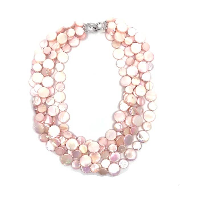 Sea Lily - Wholesale Beaded/Pearl Necklace - 382009 - Pink MOP -5 Strands Necklace0