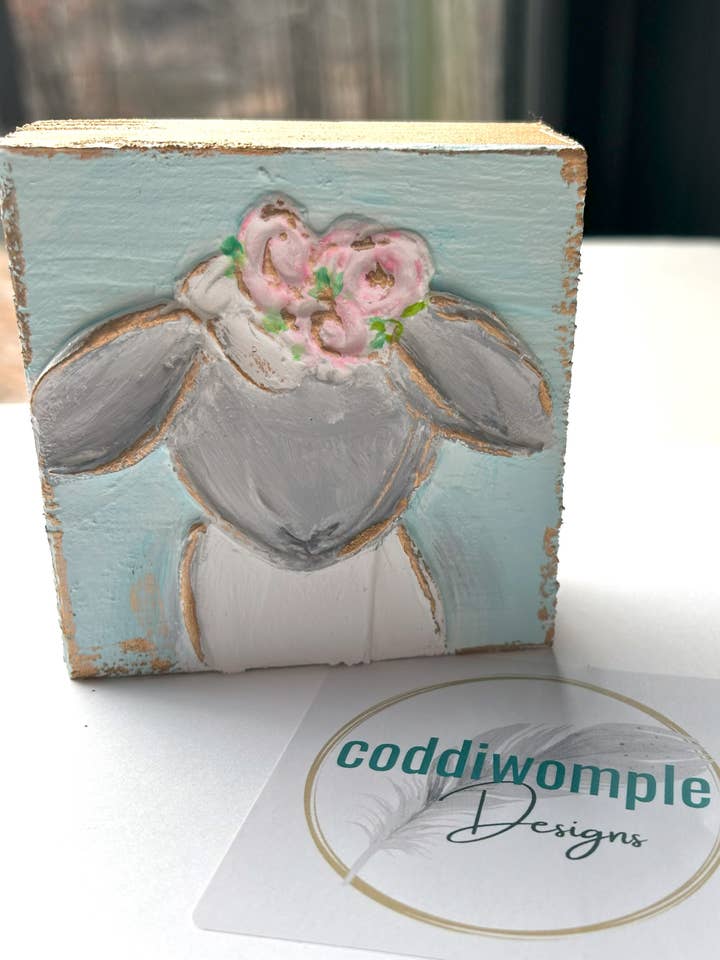 Little Lamb mini block | floral Easter spring baby nursery for wholesale by Coddiwomple