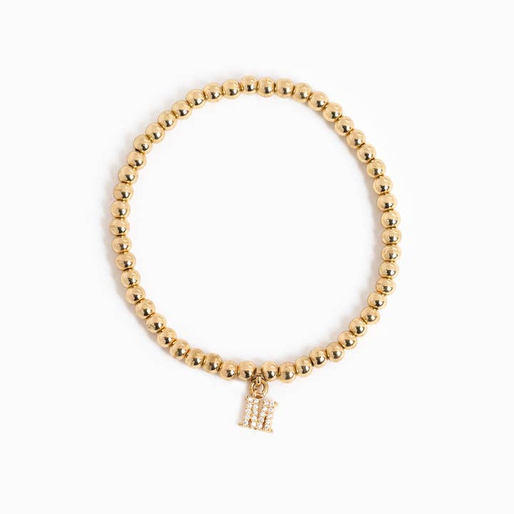 Sessori - Wholesale Charm/Dangle Bracelet - CZ Pave Letter Initial Stretch Bracelet11