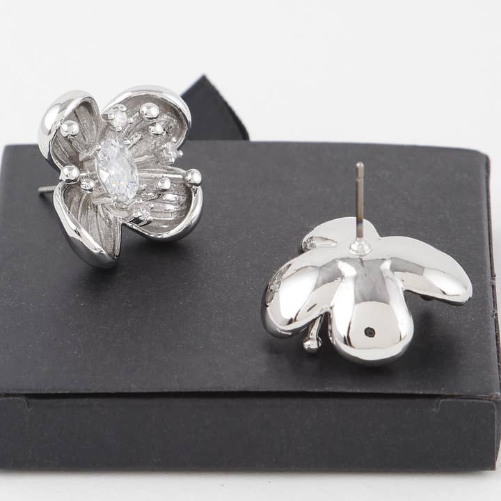 Blooming Rhinestone Flower Earrings for wholesale by 3AM BY H&D ACCESSORIES