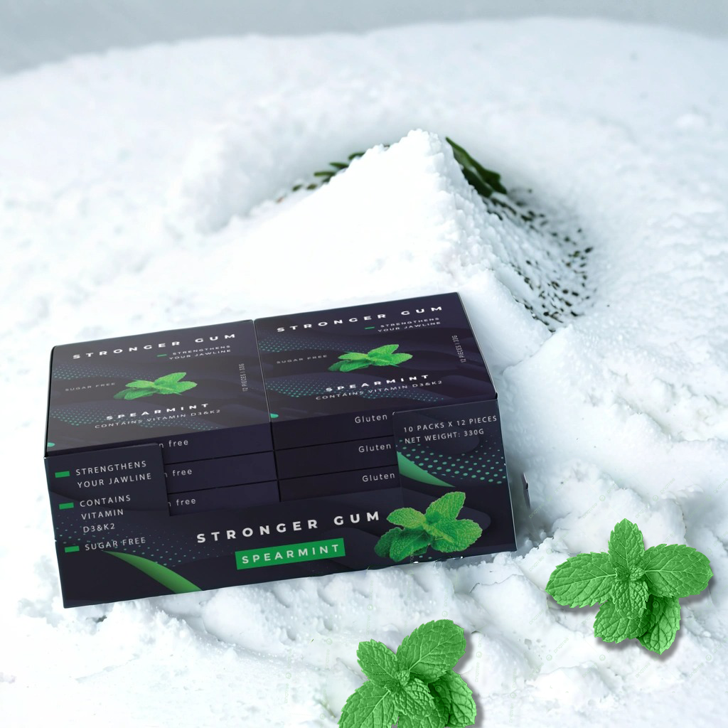 Stronger Gum - Wholesale Chewing Gum - Stronger Gum Spearmint (10 Packs) - for Jaw Muscle Growth1