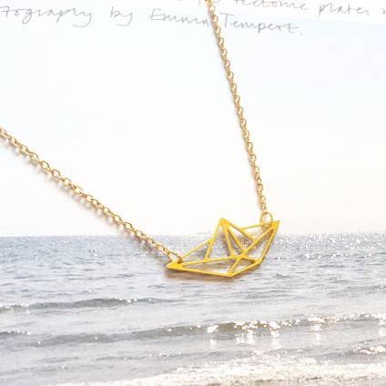 Collar Origami Barco Oro/Plata para venta al por mayor de Shany Design Studio