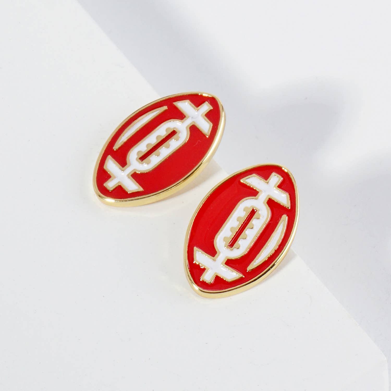 Lou & Co - Wholesale Stud/Post Earrings - Enamel Football Stud Earrings30