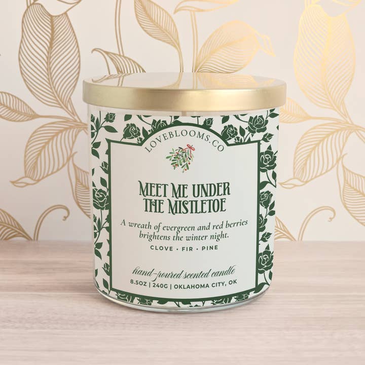 Meet Me Under the Mistletoe | Seasonal Scented Candle for wholesale by Love Blooms