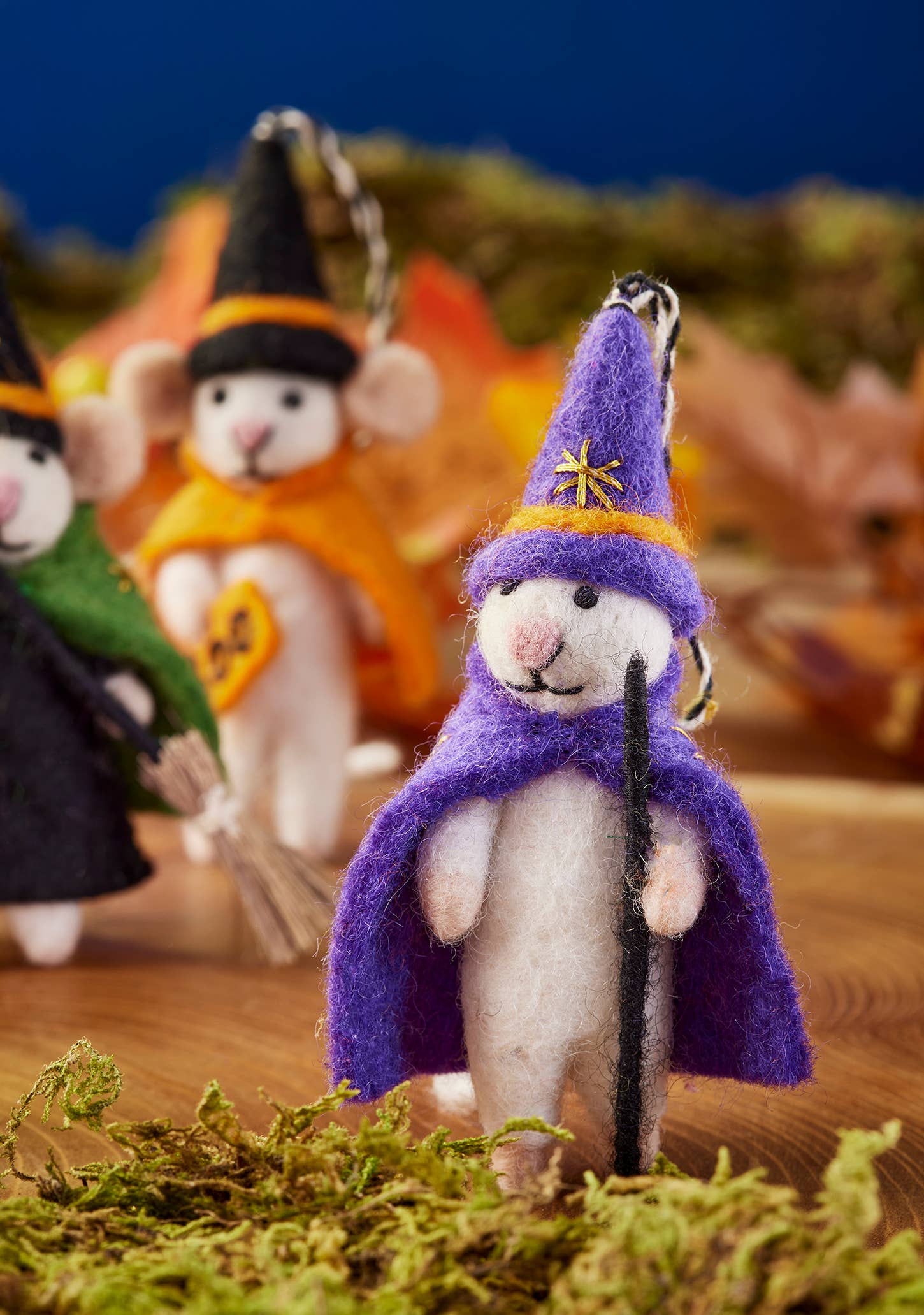 Namaste - Wholesale Ornament - Felt Witch Wizard Mice Decoration3