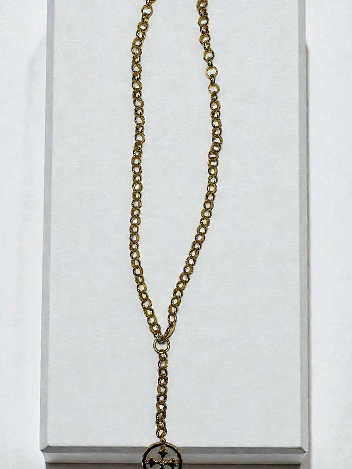 26" Guld Y-halsband Rolo-länk med rund gulddetalj för wholesale av Ava Capri