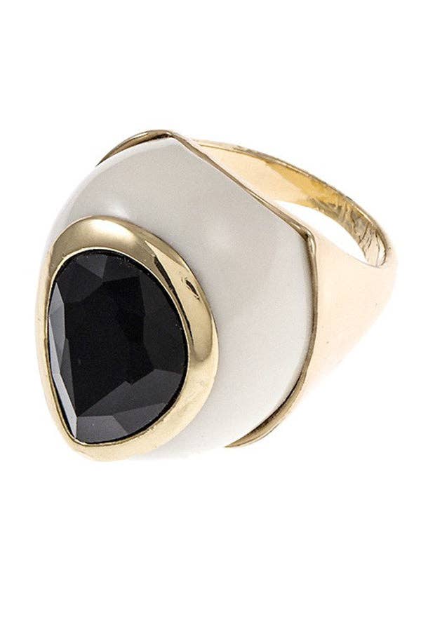 Andrea Bijoux - Wholesale Cocktail/Statement Ring - Faceted Stone Accent Ring0
