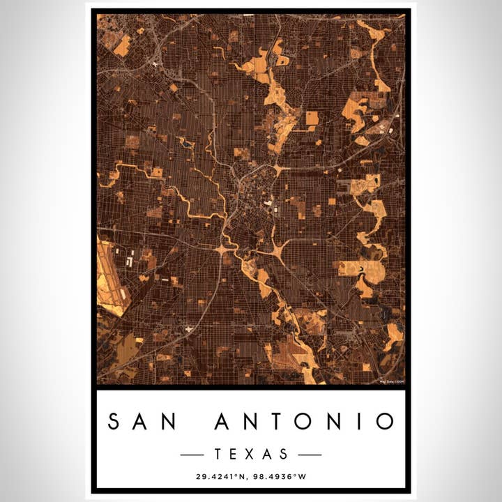 JACE.design - Wholesale Art Print - San Antonio TX Map Print Ember2