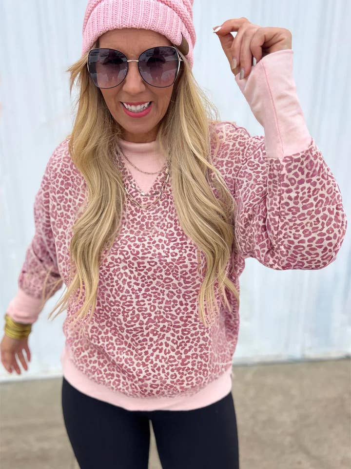 Suhkasana - Wholesale Sweatshirt - Women's - Leopard Print Long Sleeve Crew Neck Casual Sweatshirt1