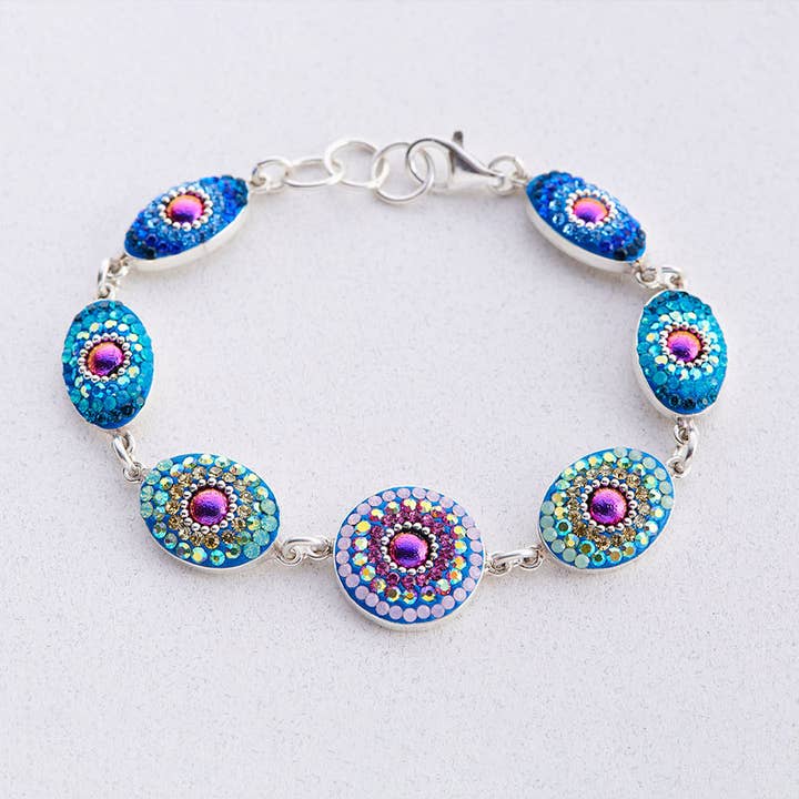 PB-8636 / CRYSTAL & SILVER EDGELESS BRACELET for wholesale by Mosaico Jewels