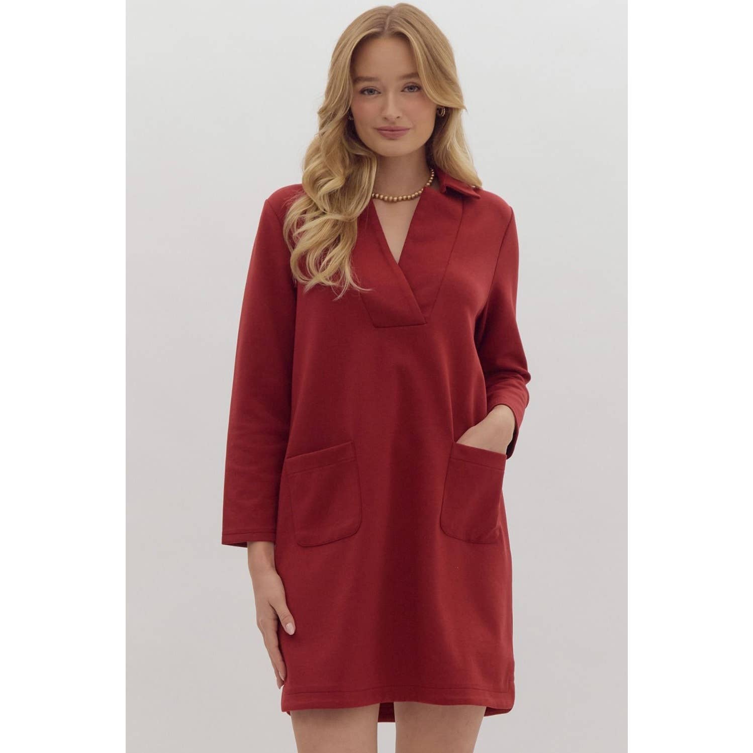 STYLE USA – Engroshandel Kjole - Dame – Massiv minikjole med v-hals krave10