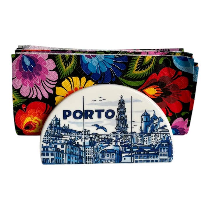 Portugal Azulejo Hand Painted Ceramic Napkin Holder Stand - Beautiful Gift Souvenir from Portugal for wholesale by Vintage Dreamz