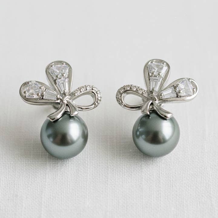 Perle Cubic Zirconia Sløjfe Dingleøreringe for engroshandel hos Ellemadera