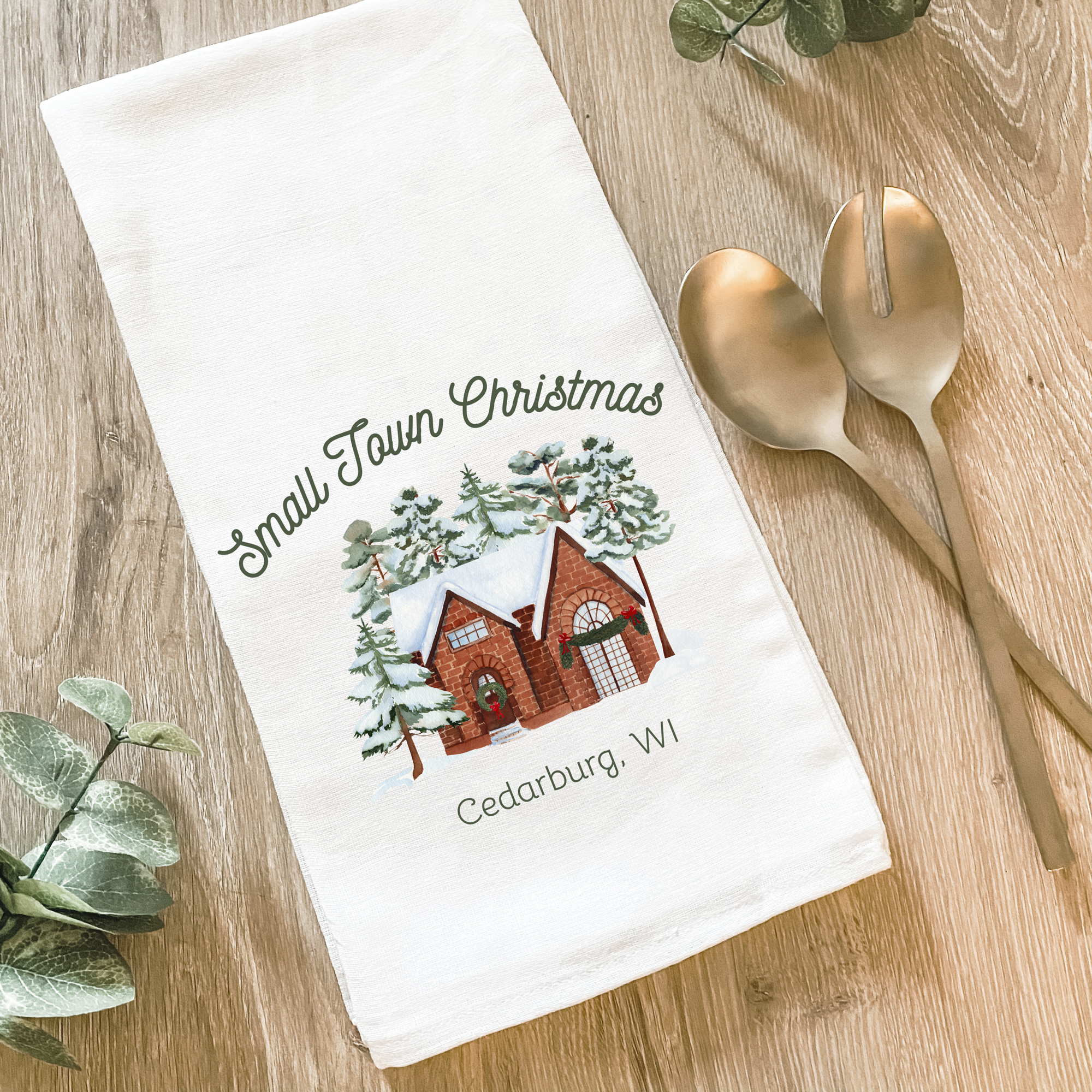 Lissi Designs - Wholesale Tea Towel - Custom Small Town Christmas City State - Cotton Tea Towel1