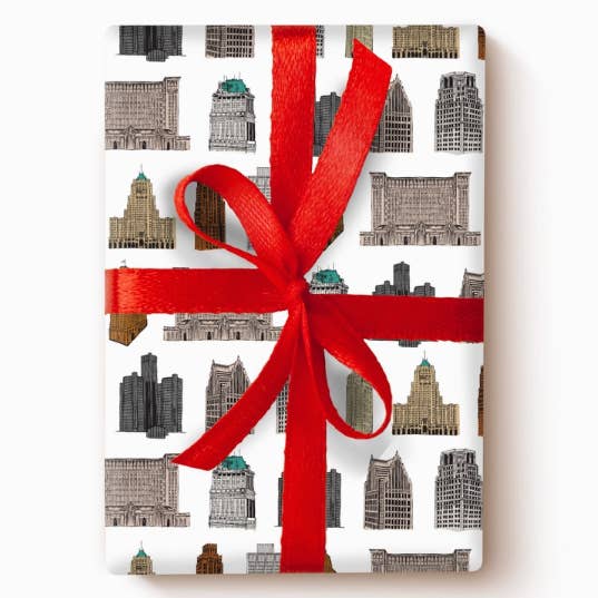 Buildings of Detroit Wrapping Paper for wholesale by City Bird