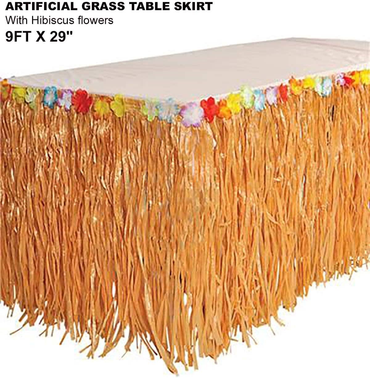 4E's Novelty - Wholesale Decal - Party Decorations - 4E's Novelty 9ft Luau Grass Table Skirt, 2 Pack – Hawaiian Party Decor & Moana Birthday Must-Have4