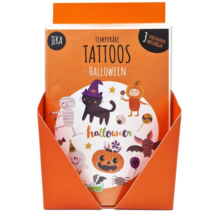 Thekendisplay Børnetatoveringer Halloween (20 stk.) for engroshandel hos Mal Mich Bunt